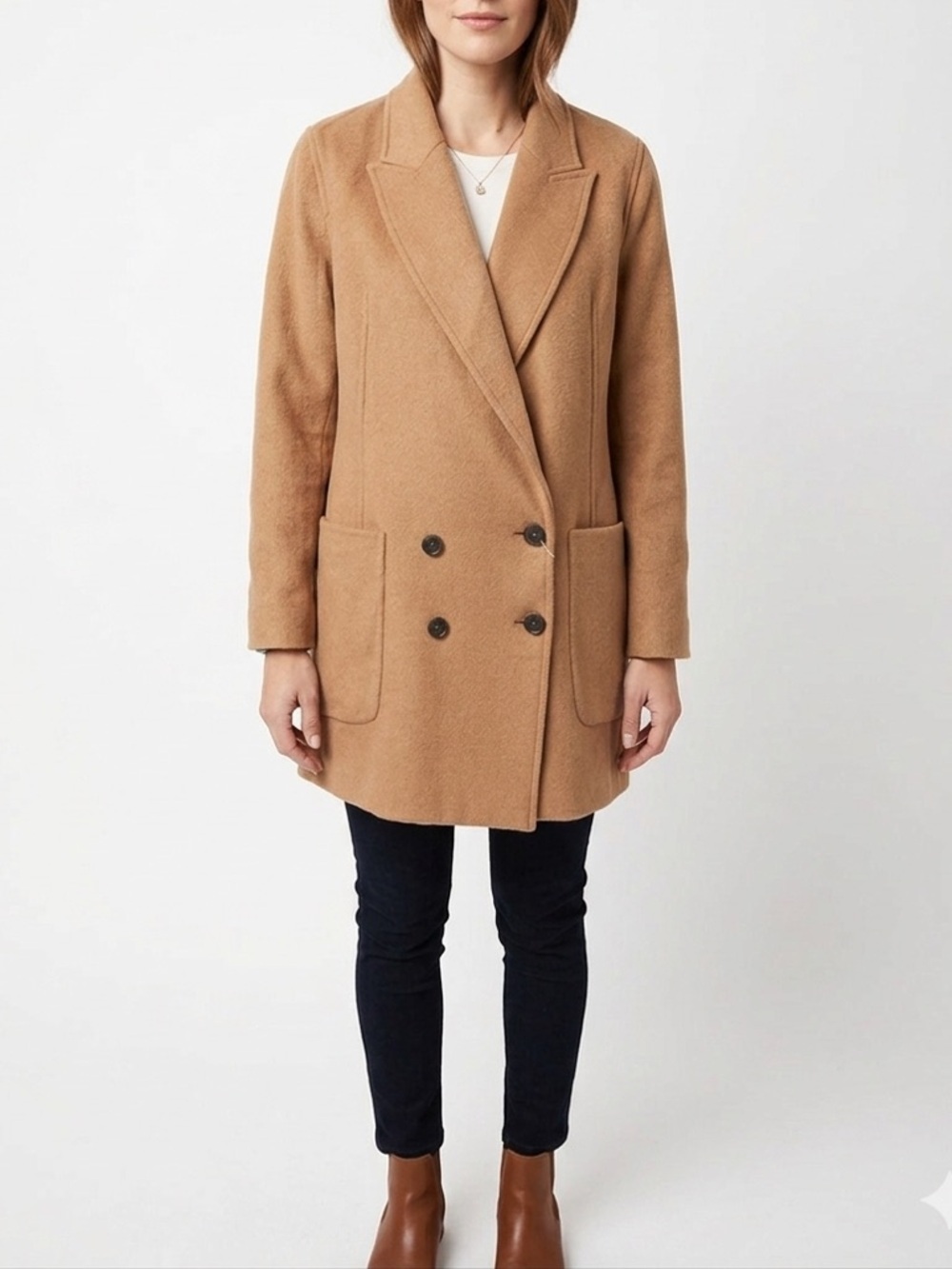 NWT High Use Claire Campbell Narrator Boxy Double Breasted Coat Tan Camel 8